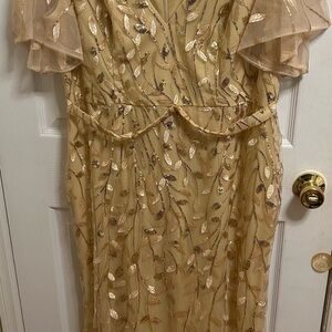 Elegant Gold Leaf Embellished Dress